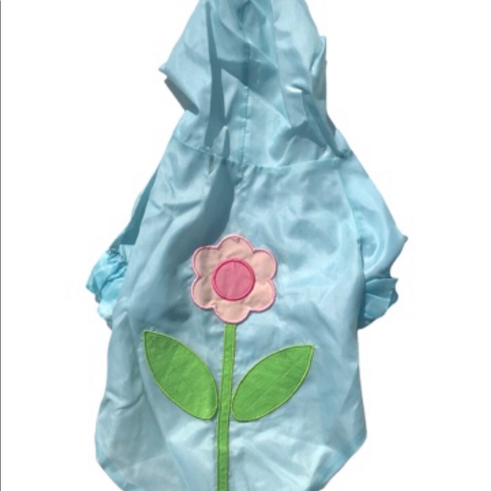 Dog/Pet Costume Pink Floral Appliqué Lined Raincoat Snap Closure